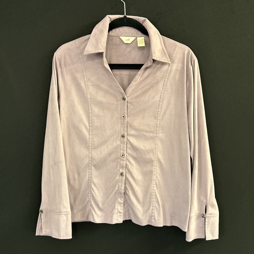 J.Jill Size 14 Pastel Purple Soft Textured Button Down Blouse Long Sleeve